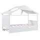 preview thumbnail 17 of 16, White Twin Size Solid Wood House Bed with Trundle and Storage for for Kids, Boys and Girls