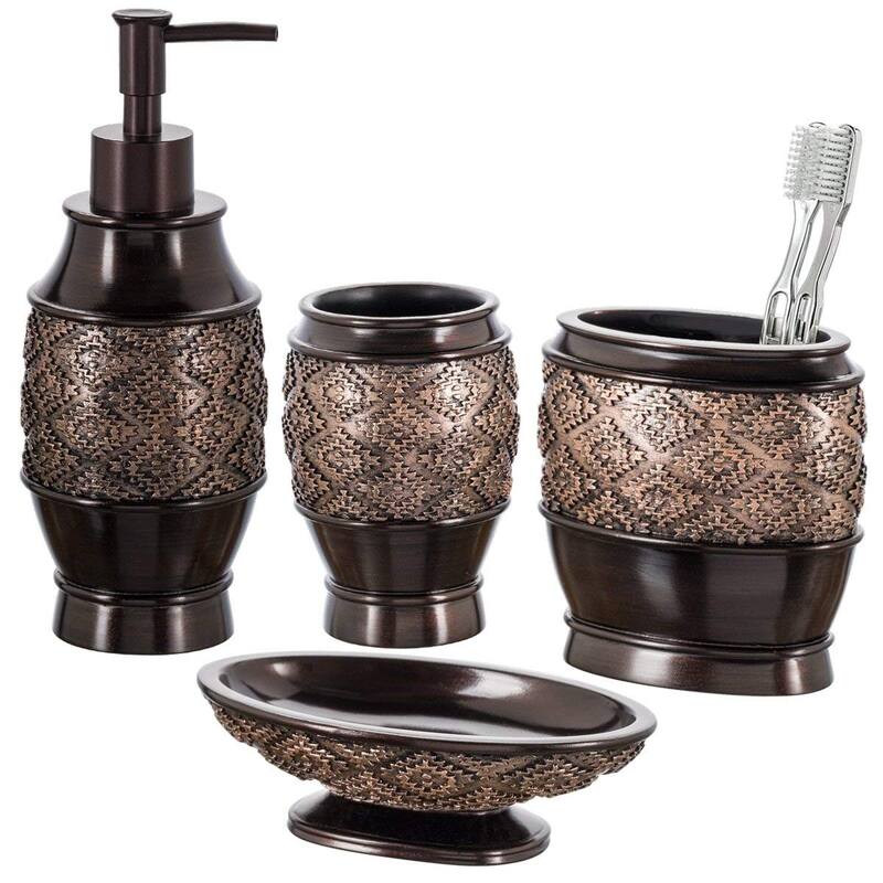 Creative Scents Dublin Brown Bathroom Accessories Set of 4