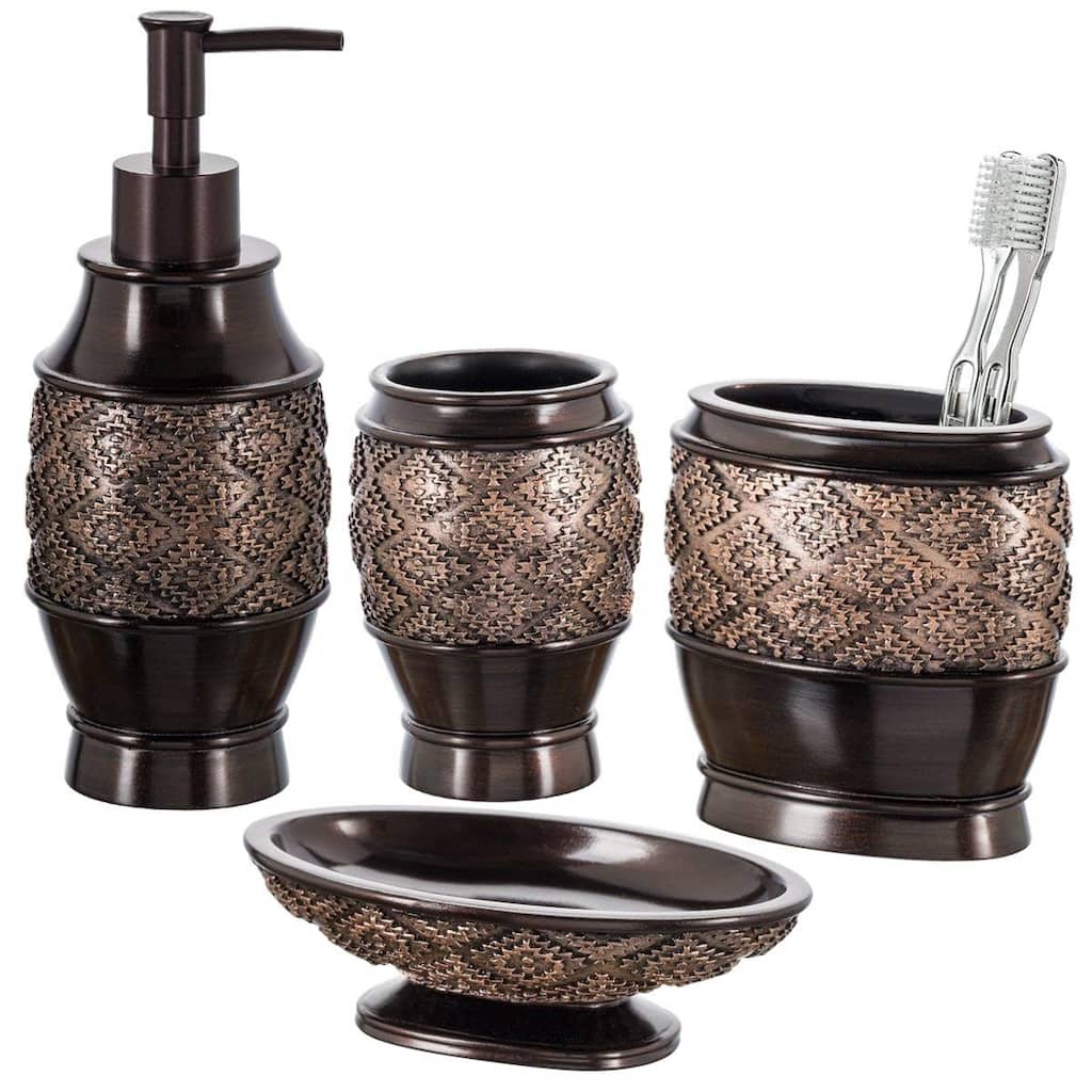 Creative Scents Dublin Brown Bathroom Accessories Set of 4