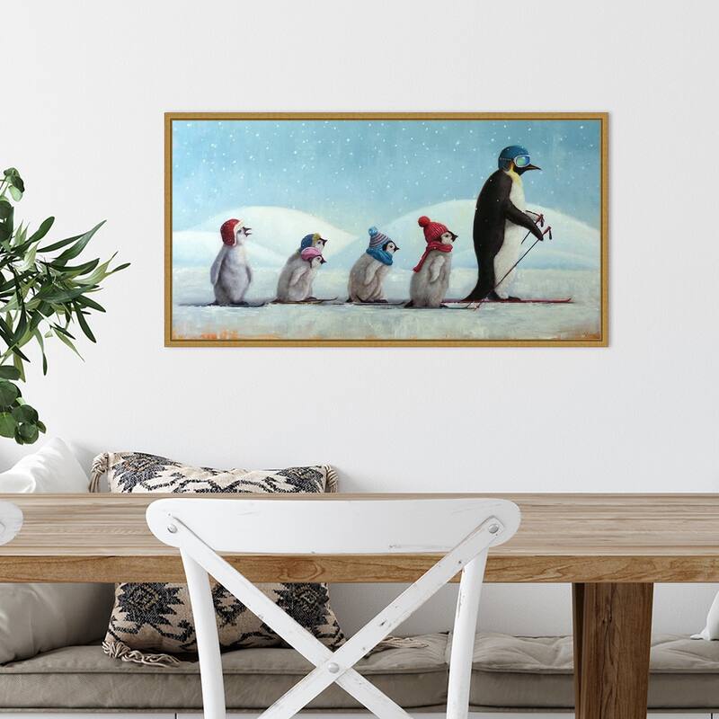 Ski School (Penguins) by Lucia Heffernan Framed Canvas Art