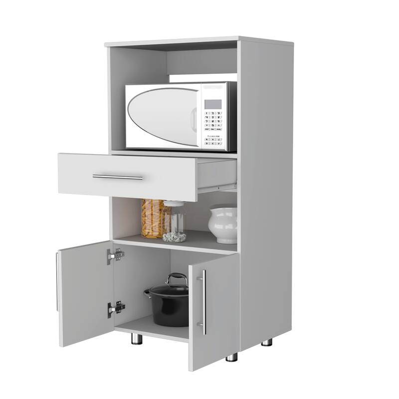 Corsica Pantry Cabinet Microwave Stand, Multi-Function with Drawer
