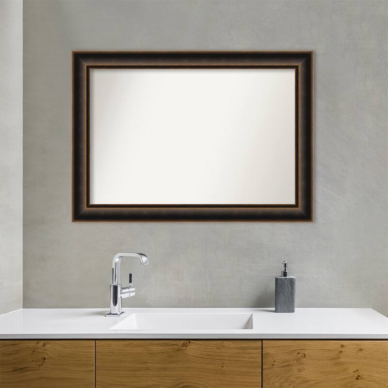 Villa Oil Rubbed Bronze Non-Beveled Wood Framed Bathroom Vanity Wall Mirror - Villa Oil Rubbed Bronze