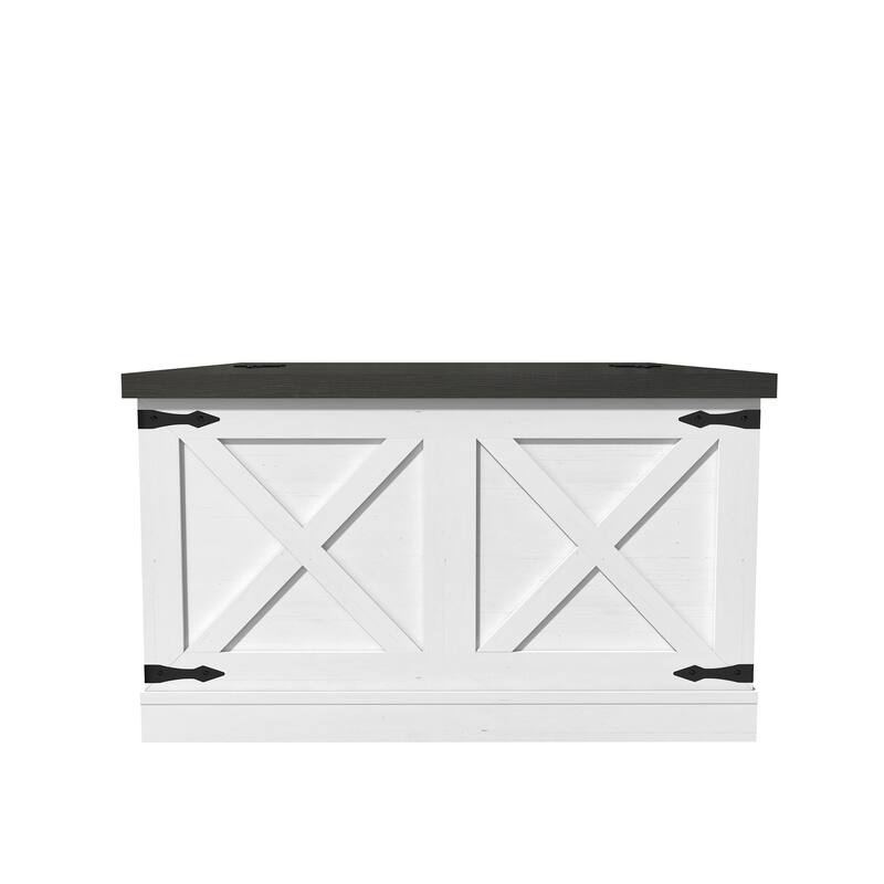 Farmhouse Coffee Table Square Wooden Center Table with Hidden Storage Compartments Hinged Lift Top, for Living Room