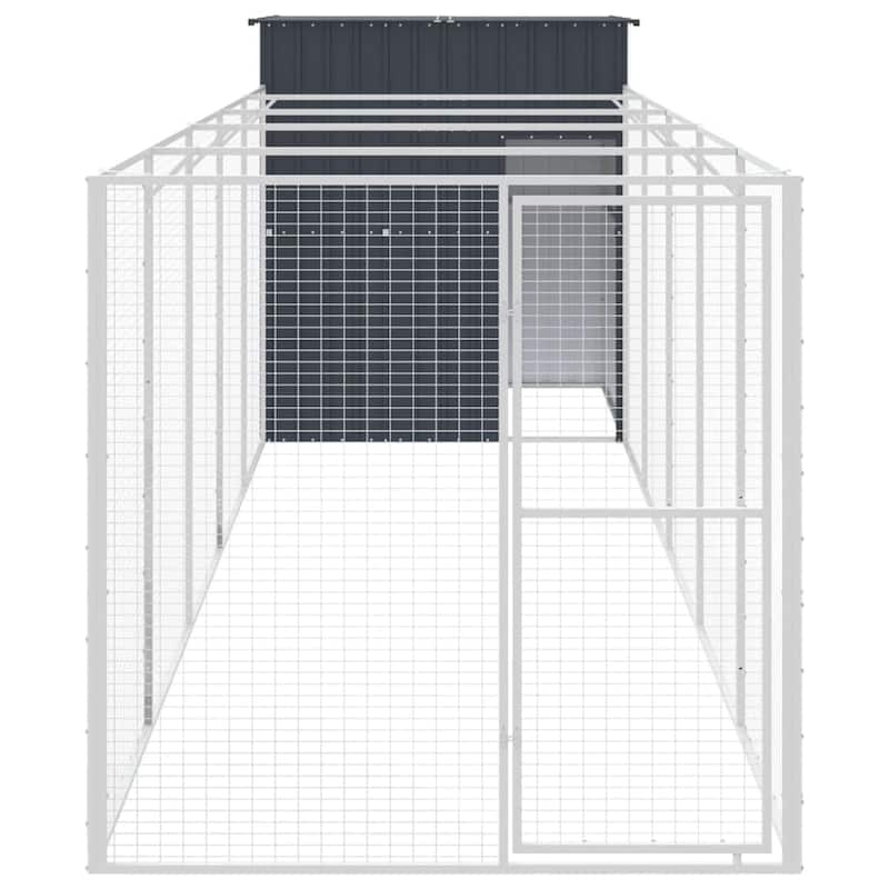 vidaXL Dog House Outdoor Dog Kennel Crate Shelter with Run Galvanized Steel