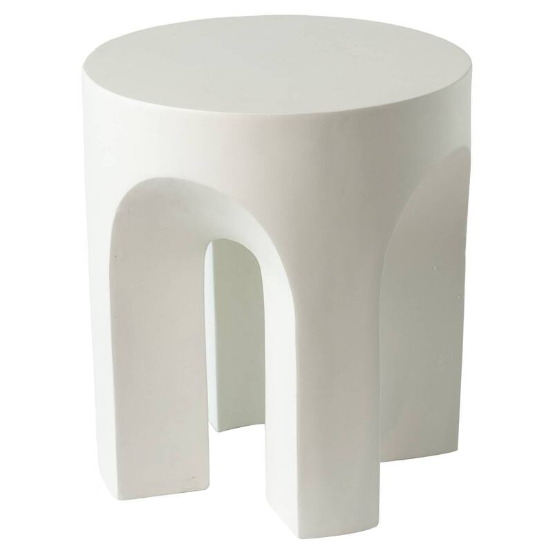 Round Side Table End Table in Fiberstone for Indoor and Outdoor
