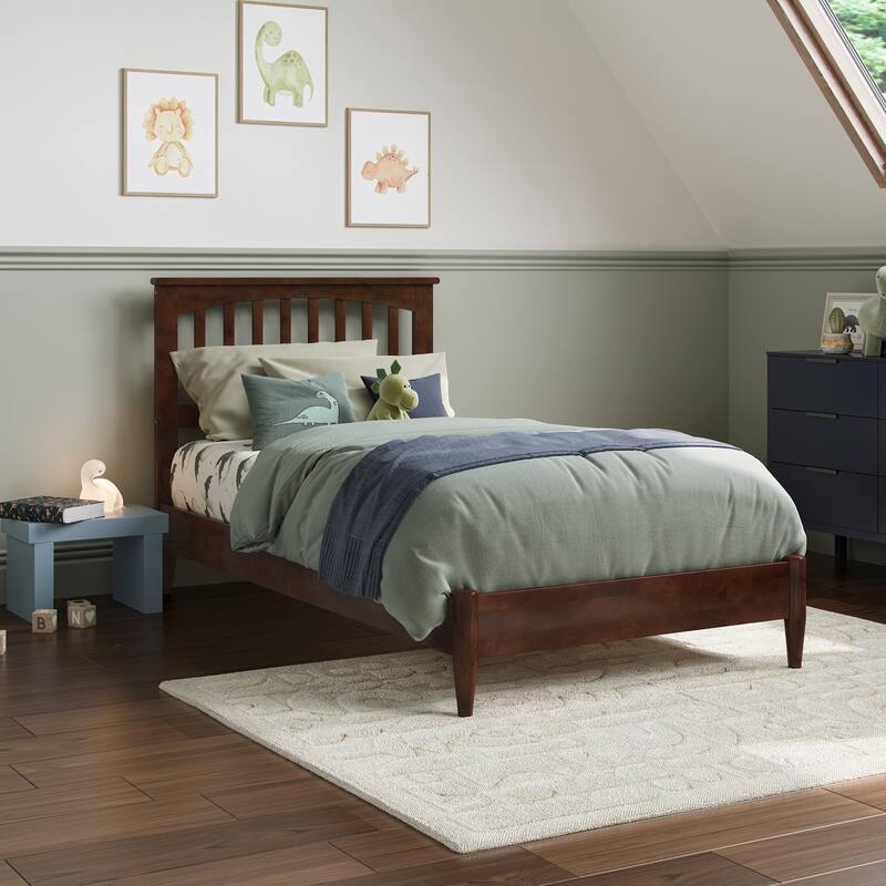 Becket Solid Wood Low Profile Platform Bed - Walnut - Twin