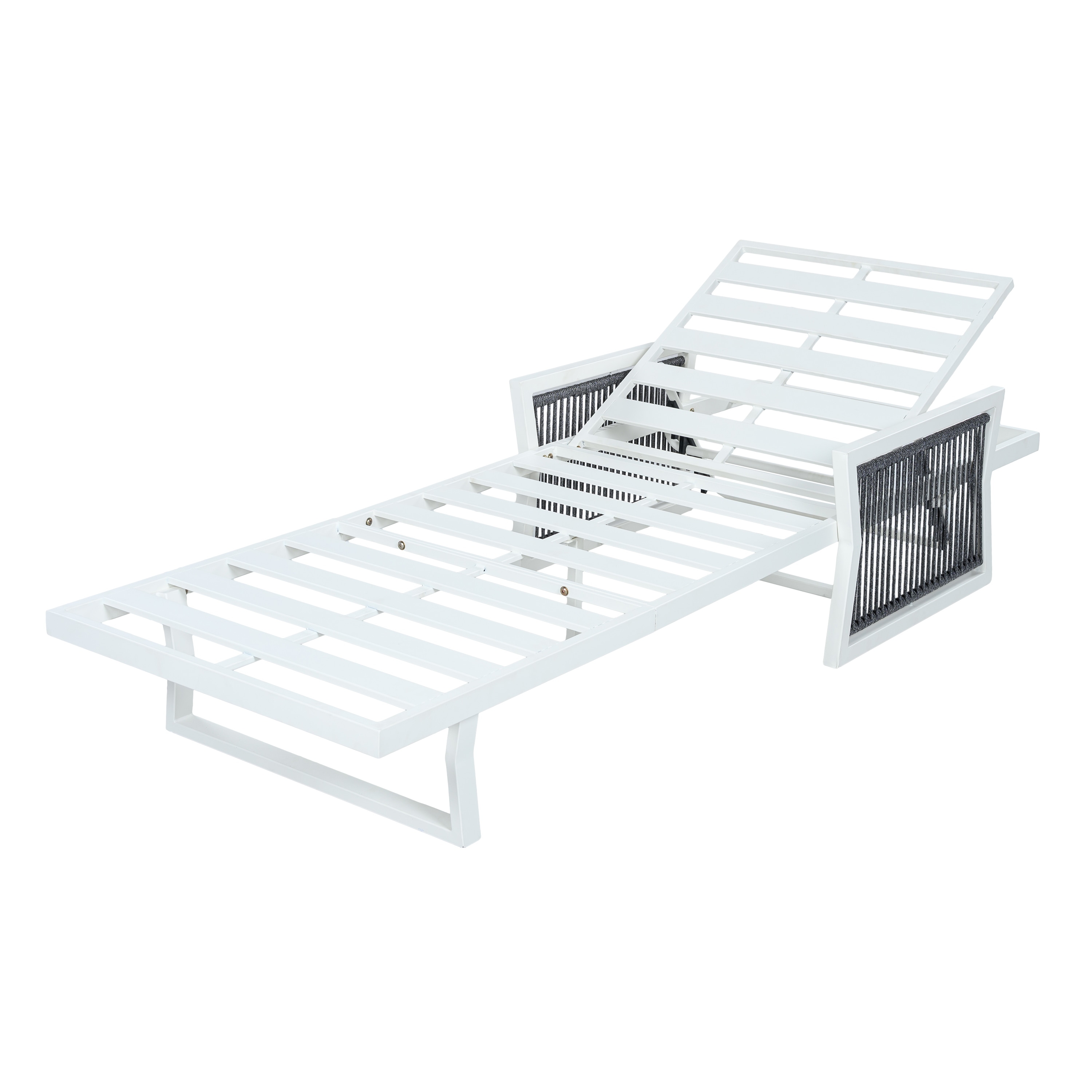 Christopher Knight Home - Seabrook Outdoor Adjustable Chaise Lounge Frame with Iron Construction and Rope Armrests