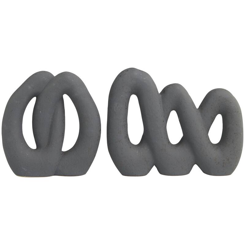 Ceramic Abstract Linked Decorative Sculpture - Set of 2 Black - CosmoLiving by Cosmopolitan