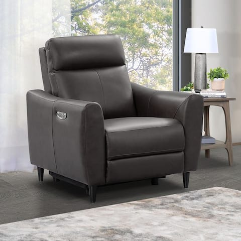 Abbyson Ludovic Leather Power Recliner with Power Headrest