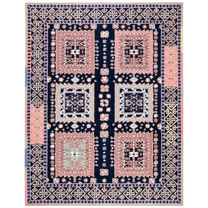 SAFAVIEH Handmade Bellagio Frigga Modern & Contemporary Oriental Wool - 6' x 9' - Black/Navy - Runner/Rectangle