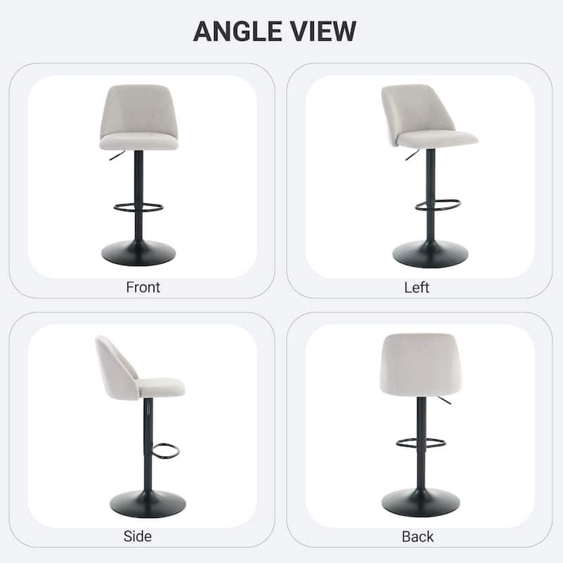 RENEWLINE Adjustable Swivel Bar Stool - PU Leather Counter Height Stool with Square Open Back for Kitchen Island
