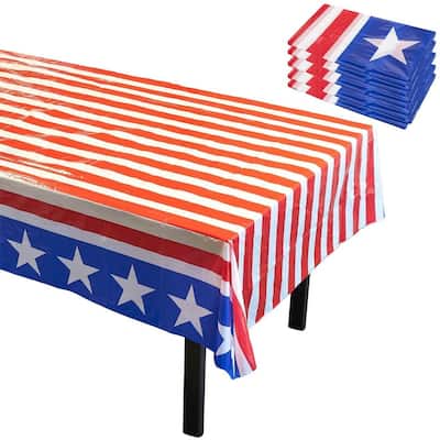 6 Rectangle Plastic Tablecloths 4th of July Patriotic Party Election Day 54x108"