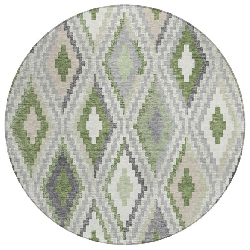 Machine Washable Indoor/ Outdoor Global Geo Chantille Rug