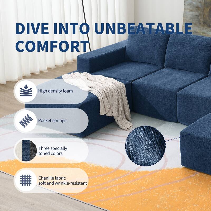 110"x72" Modular U-Shaped Sectional Sofa for Living Room & Bedroom