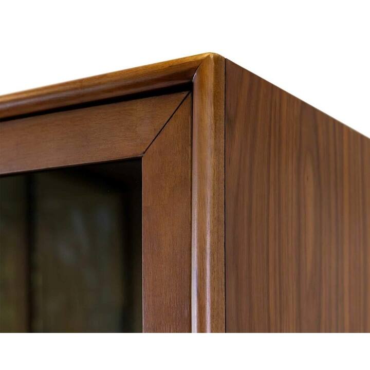 Mid-Century Modern Wood Dining Display Cabinet, Fully Assembled, Brown