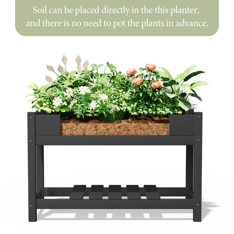 HDPE Double Layer Design Outdoor Planter With Wheels