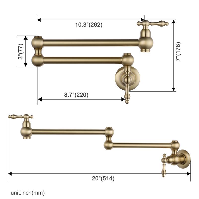 WOWOW Wall Mounted Pot Filler Faucet with Double Joints