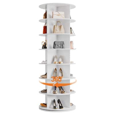 7 Tier Rotating Shoe Rack Tower for24-28/28-32 Pairs, 360° Free Standing