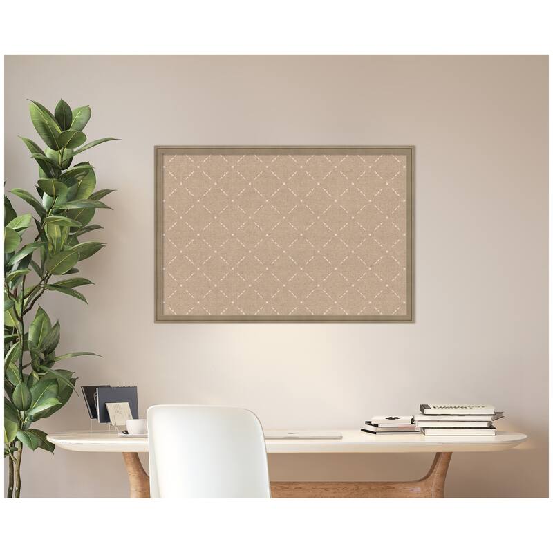 Kate and Laurel Pinboard Beige Lattice Pattern