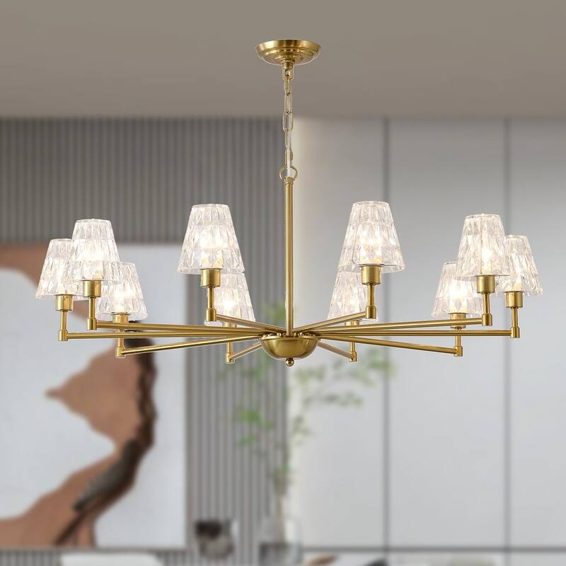 Mid Century Modern Chandelier Sputnik Liner Pendant Light Fixture - 10 Light-39.37in - Gold