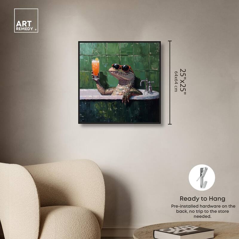 Cocktail Croc I Canvas by Art Remedy
