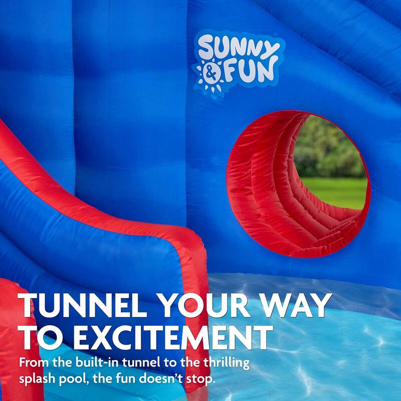 Sunny & Fun Deluxe Adventure Inflatable Water Slide Park - Blue