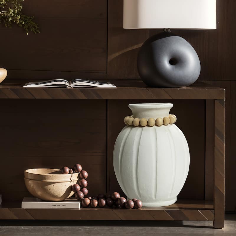 Modern White MgO 15-Inch Tall Round Vase