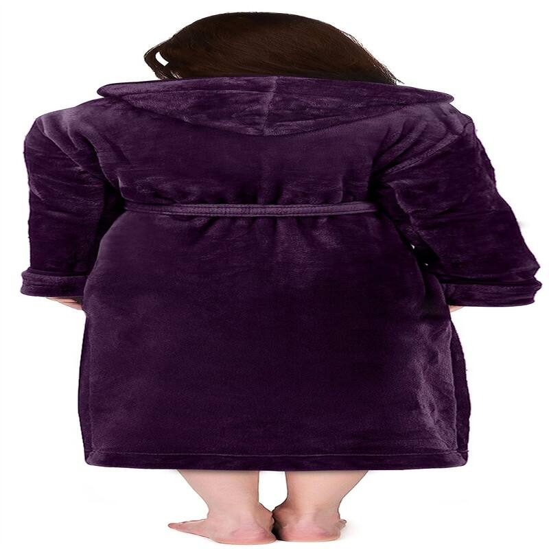 Women's Fleece Hooded Bathrobe Plush
