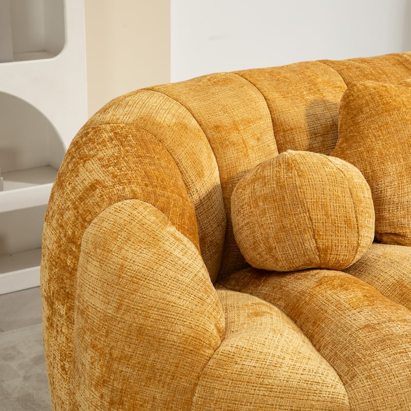 GDFStudio - Charlotte Plush Chenille Two-Seat Bean Bag Sofa for Living Room and Lounge Areas