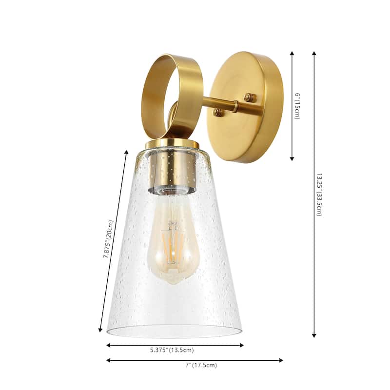 SAFAVIEH Lighting Nell 7-inch Glass Wall Sconce with Bulbs (Set of 2) - 7 In. W x 6 In. D x 13.3 In. H