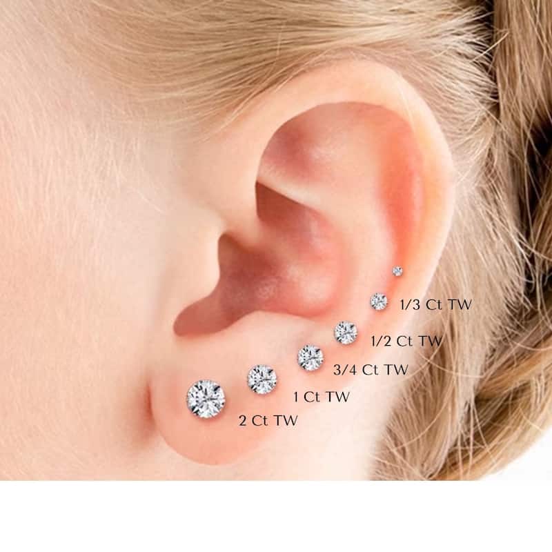 Bliss Diamond 1/3 - 2 Ct TDW Diamond Screw Back Studs in Gold Women's Earrings Lab Grown