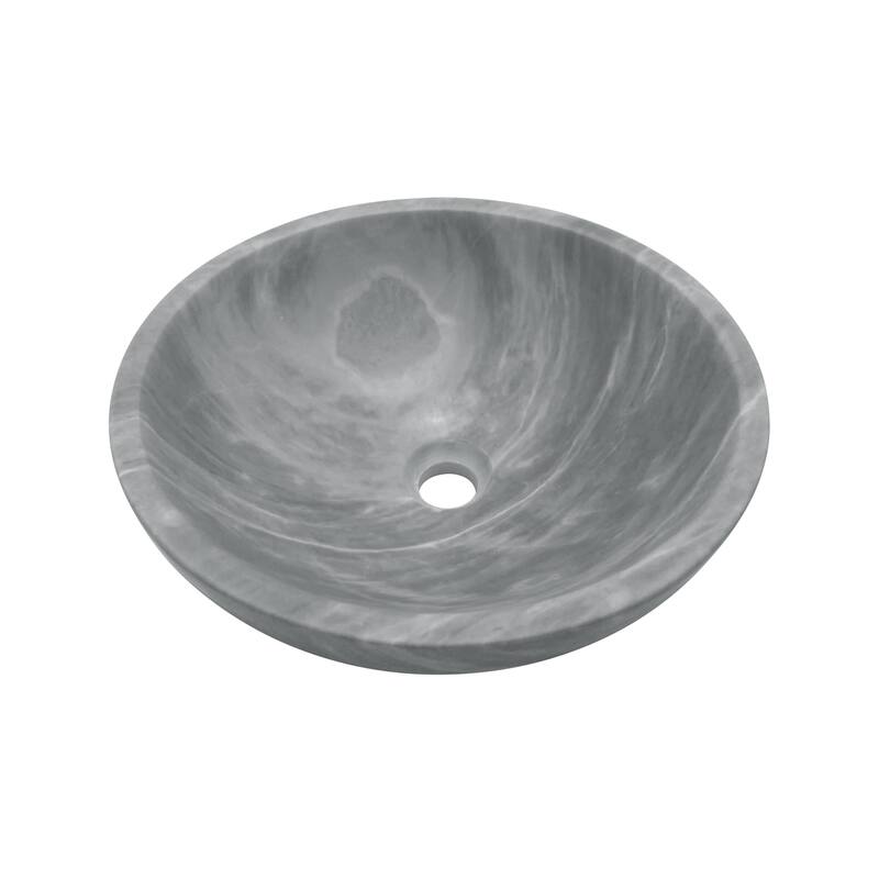 Roomfitters Round Marble Bathroom Vessel Sink, Natural Stone Countertop Wash Basin, Polished Bowl Vanity Sink