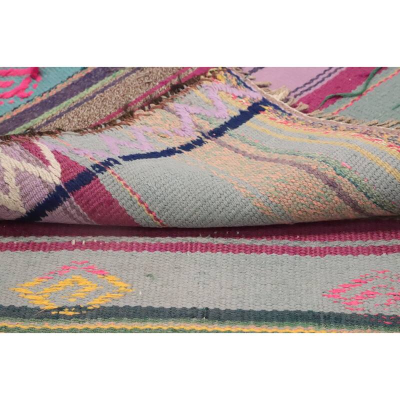 Hand Woven Oriental 100% Wool Carpet Southwestern Tribal Multi-Colored Kilim Area Rug - 6' 10'' X 5' 2''