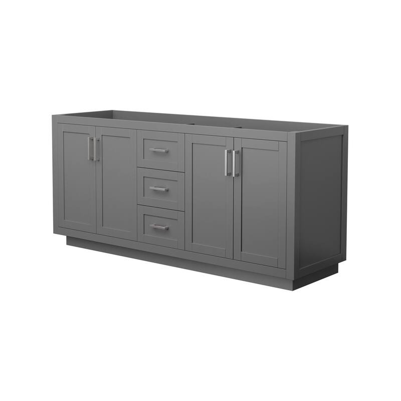 Wyndham Collection Miranda 71" Double Free Standing Vanity Cabinet - Dark Gray / Brushed Nickel Hardware
