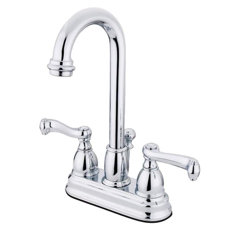 Kingston Brass Royale 1.2 GPM Deck Mounted Bathroom Faucet with Lever - Polished Chrome