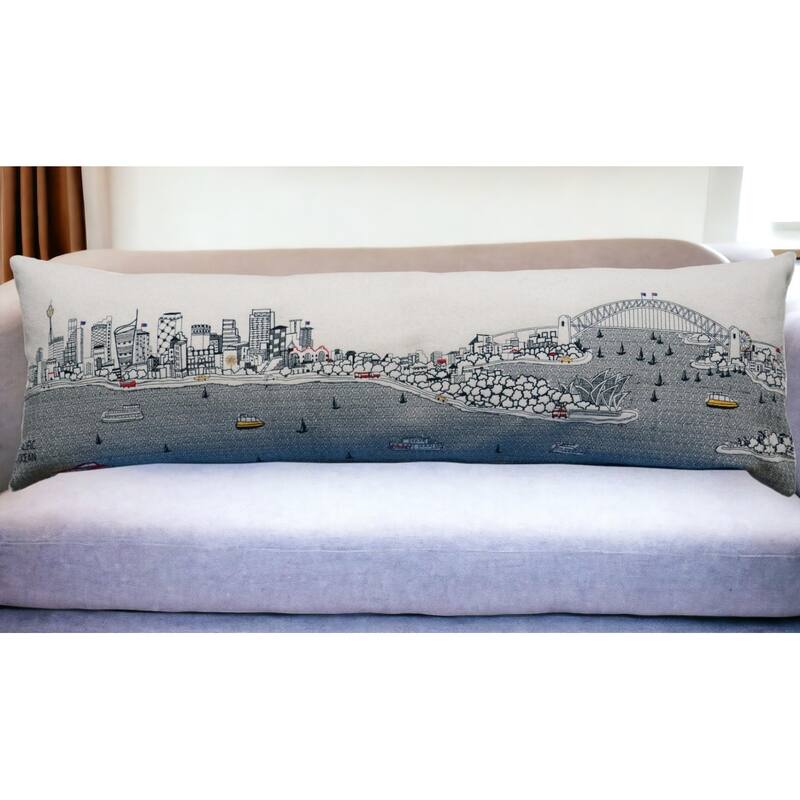HomeRoots 46" White Sydney Daylight Skyline Lumbar Decorative Pillow