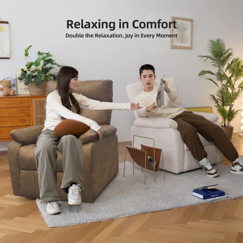 Electric Zero Gravity Recliner Chair with Charging Ports - Padded Reclining Chair with Side Pocket, Lumbar Support