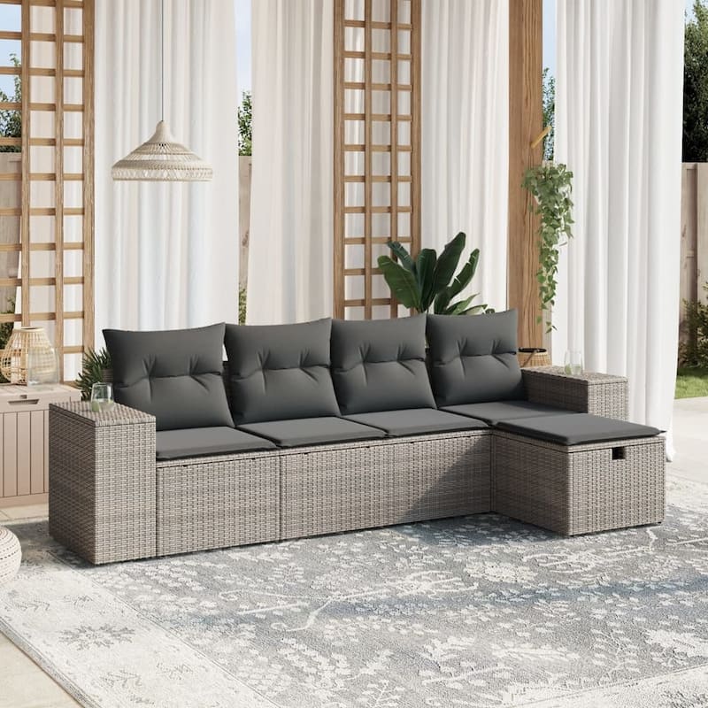 vidaXL Garden Sofa Set Beige/Black/Brown/Grey