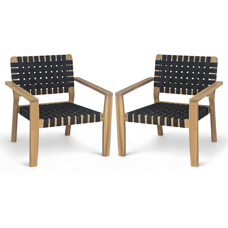 Christopher Knight Home - Hilary Acacia Wood Woven Rope Outdoor Club Chairs, Set of 2