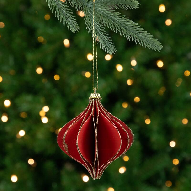 Glittered Onion Christmas Ornament - 4.25" - Red