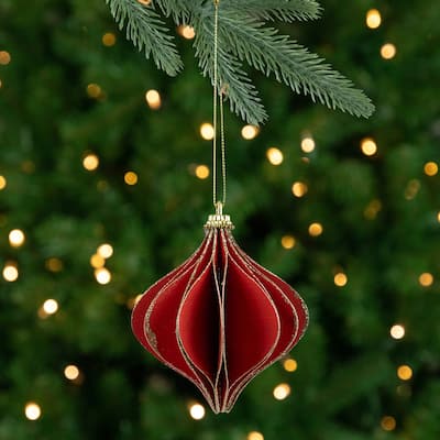 Glittered Onion Christmas Ornament - 4.25" - Red