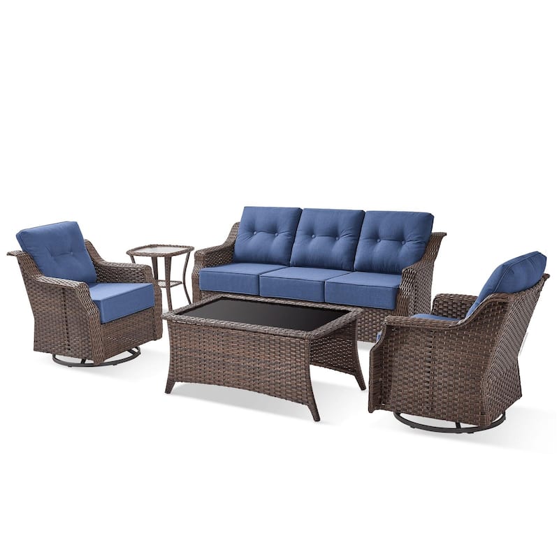 5PCS Outdoor Sofa Glider Chair with Table