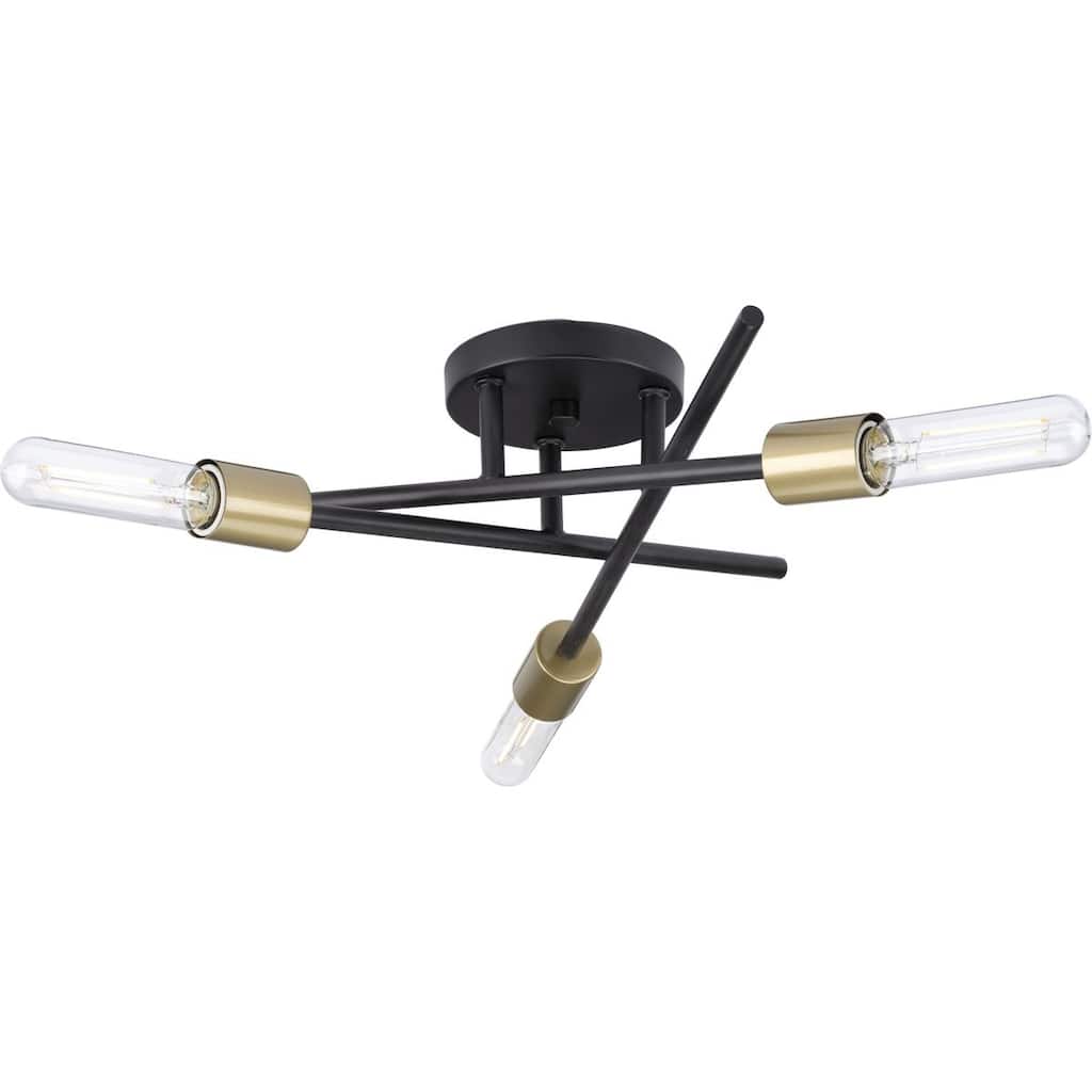 Astra Collection 3-Light 18 in. Antique Bronze Modern Semi-Flush Mount Light - Medium