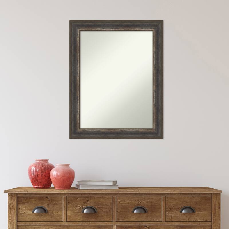Non-Beveled Wall Mirror - Alta Rustic Char Frame
