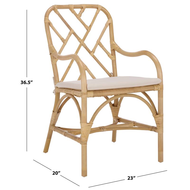 SAFAVIEH Home Olala Rattan Arm Dining Chair - 23"W x 20"D x 37"H