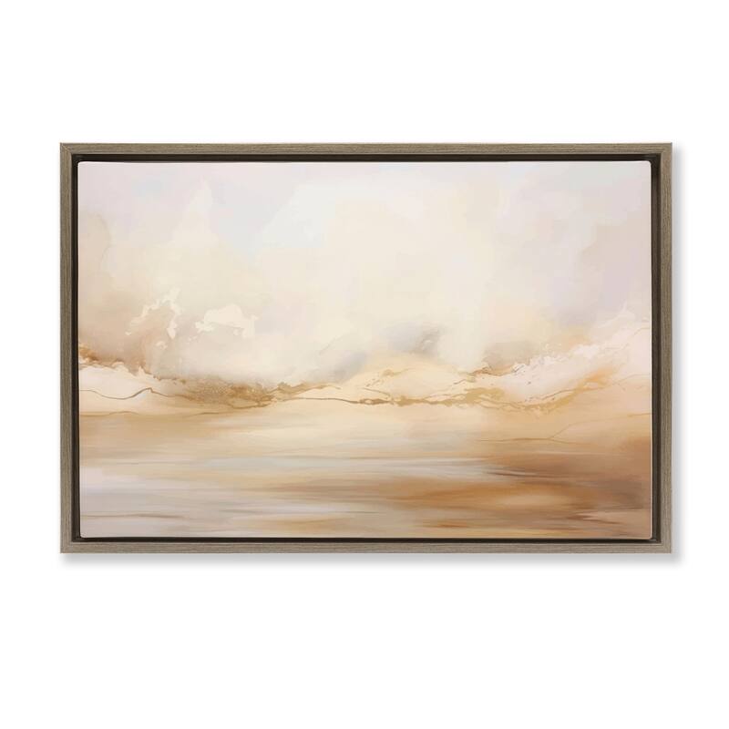 Stupell Neutral Abstract Horizon Line Framed Floater Canvas Wall Art Design By LSR Creative Studio - 31 x 21 - Brown