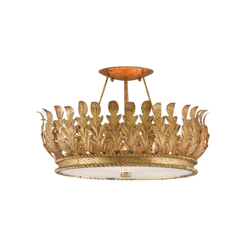 Currey & Company Biddulph Gold Semi-Flush Mount - 11.5"h x 18.5"dia