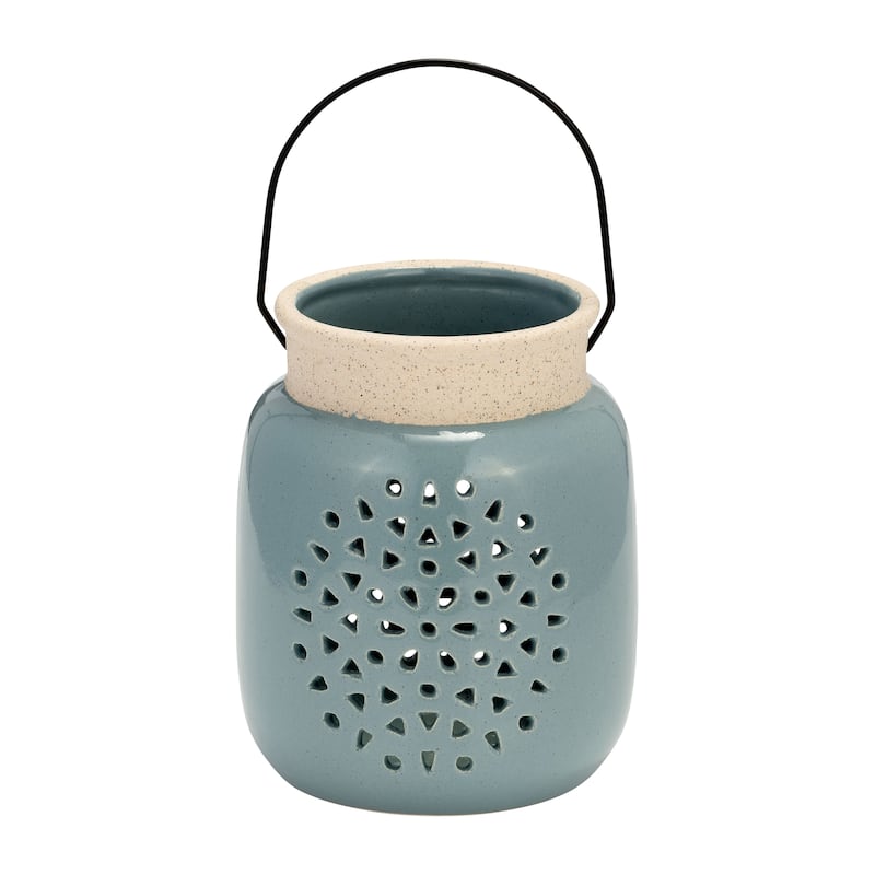 Sagebrook Home Artisan Lantern, Elegant Ceramic Design, Home Accent
