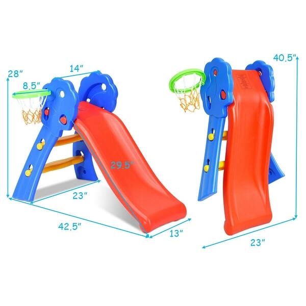 Shop 2 Step Children Folding Slide With Basketball Hoop Free