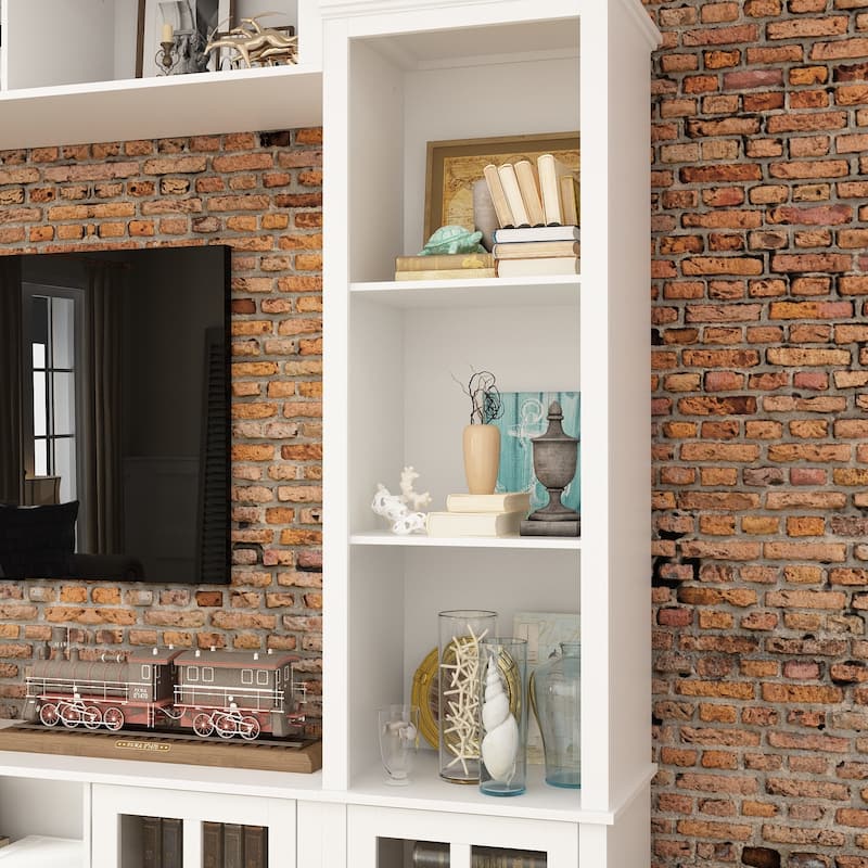Living Room Set with TV Stand and Two Bookcases Doors 102"/68.1"W